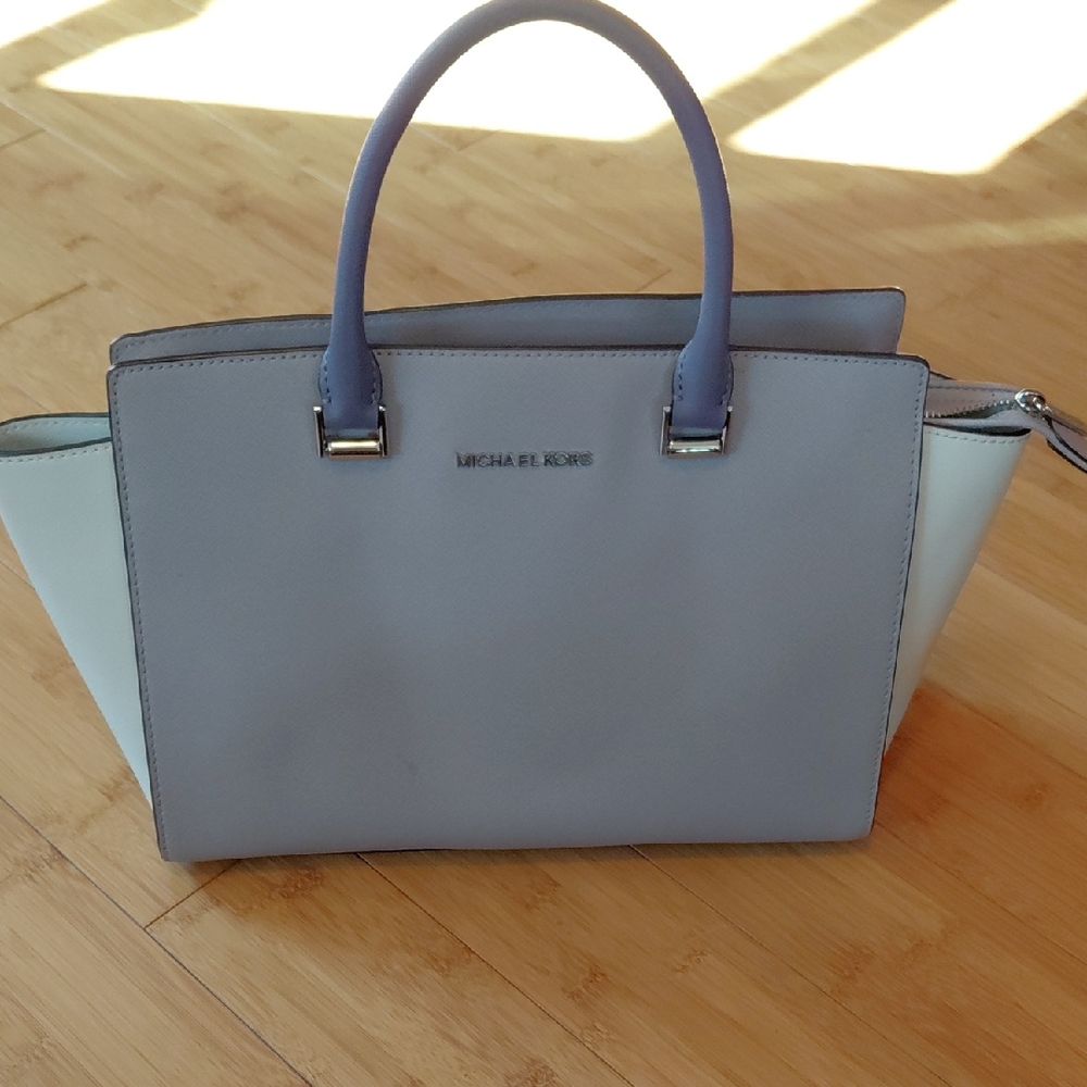 Michael Kors Two-Tone Satchel in Gray and Light Blue